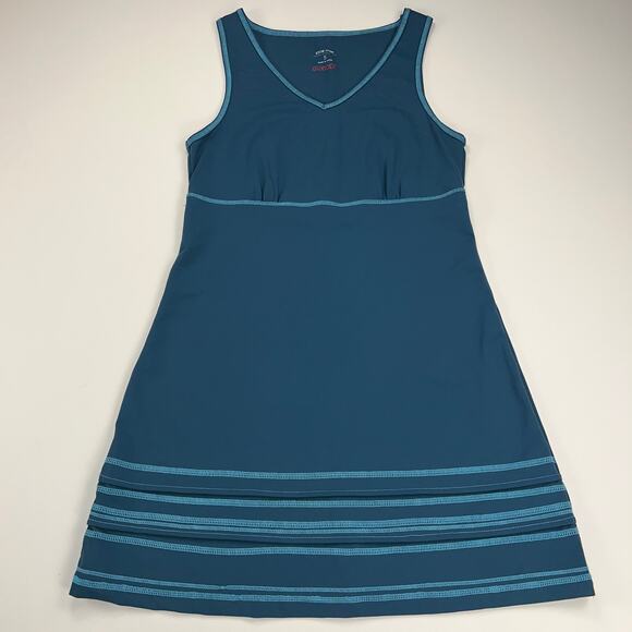 Title Nine Teal Sleeveless V-Neck Shift Dress Contrast Stitching Size S - Picture 5 of 10
